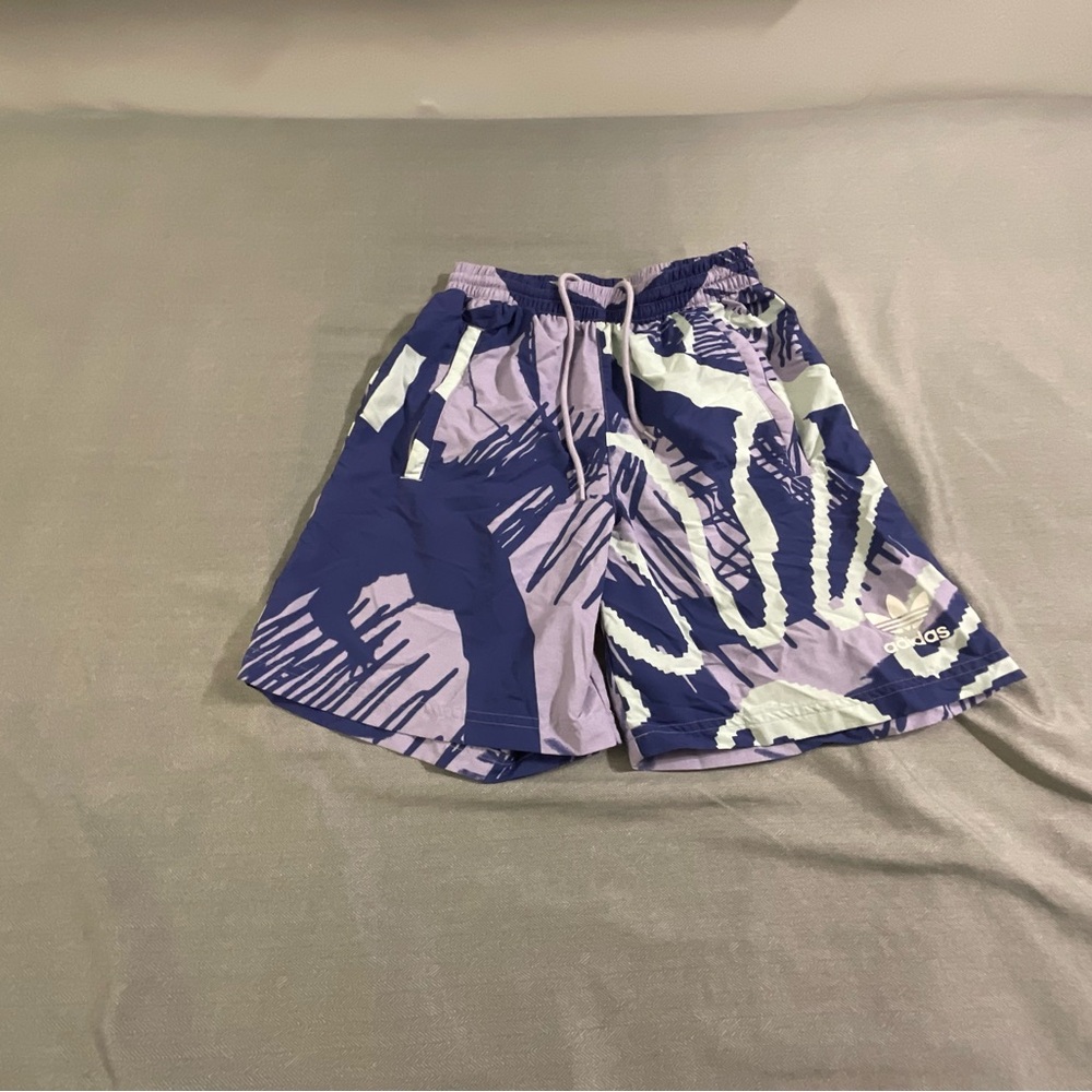 Adidas Purple and White Graphic Shorts